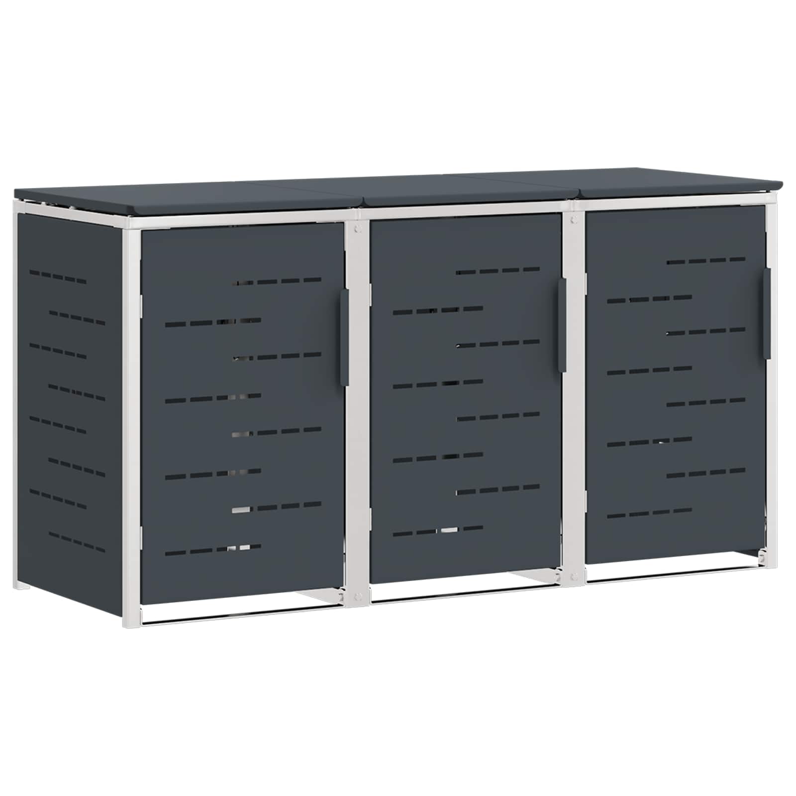 Mülltonnenbox for 2 Bins 240L Edelstahl Schwarz