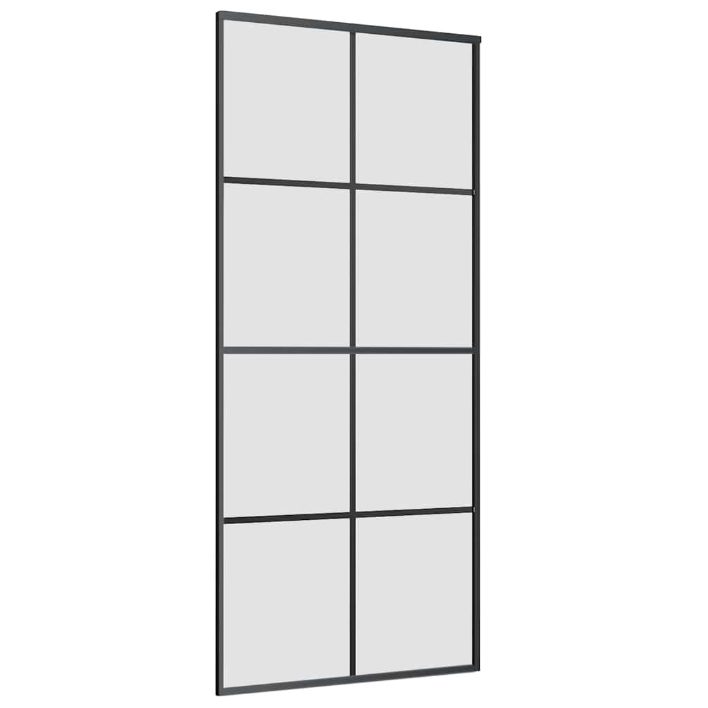 Schiebetür mit Beschlag Schwarz 76x205 cm ESG-Glas