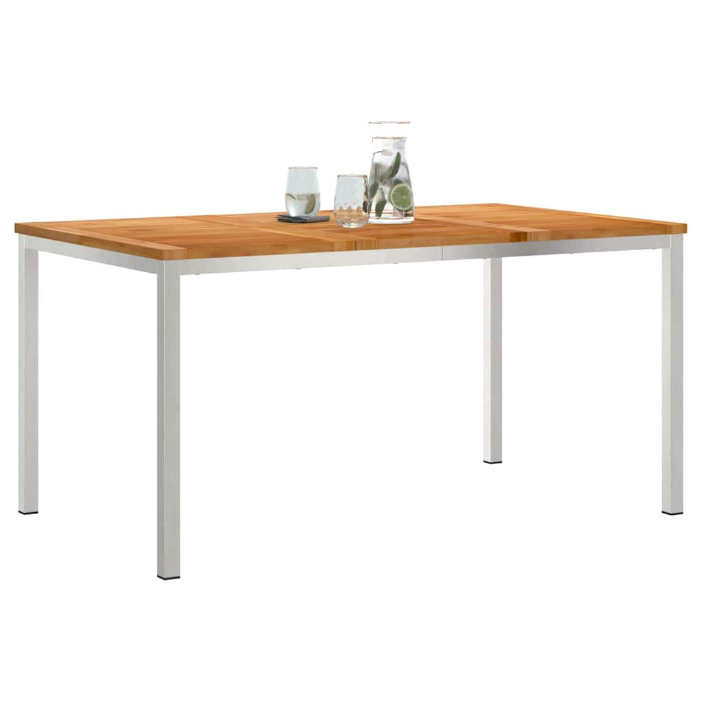 Esstisch 90x90x75 cm Massives Akazienholz und Edelstahl