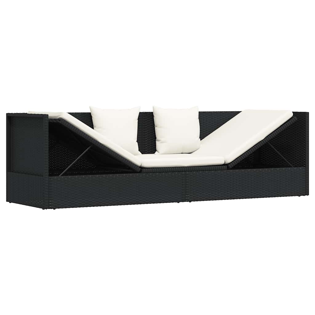 Garten-Sofabett 200x60 cm Poly Rattan Grau