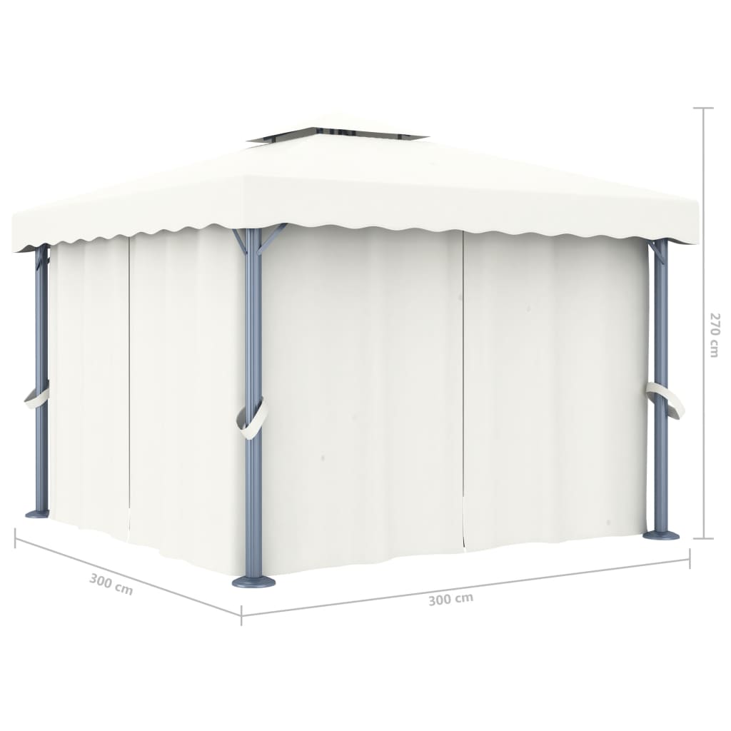 Pavillon mit Vorhang 4x3 m Cremeweiß Aluminium