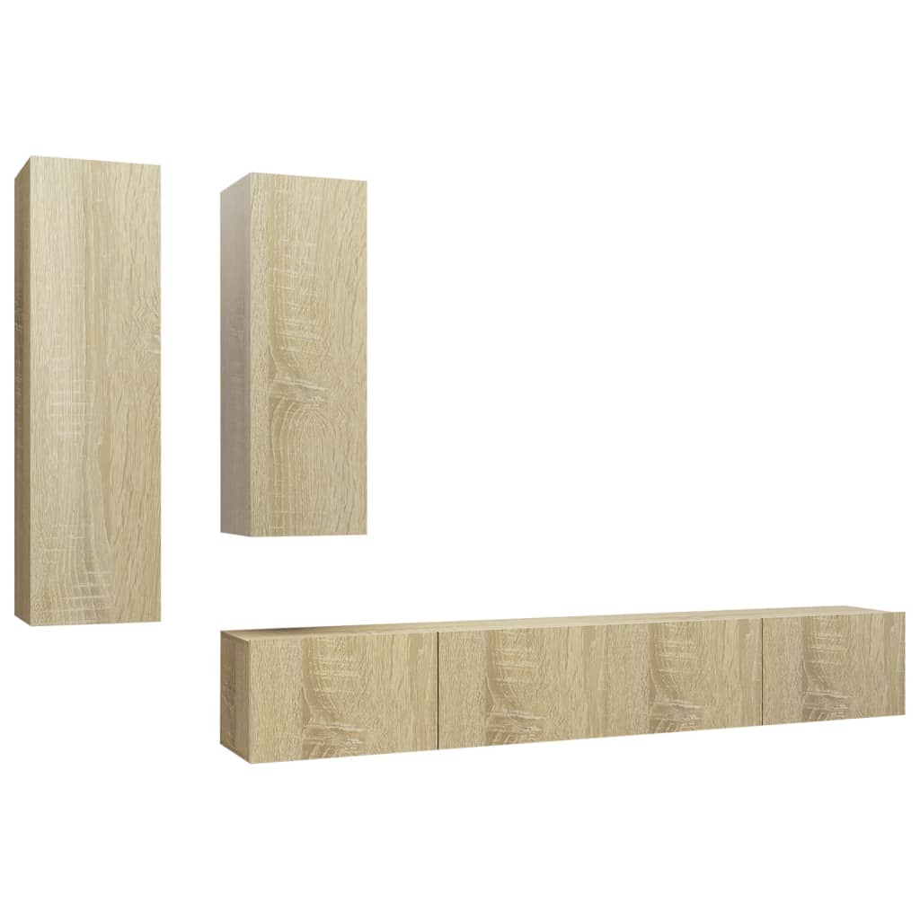 4-tlg. TV-Schrank-Set Weiß Holzwerkstoff