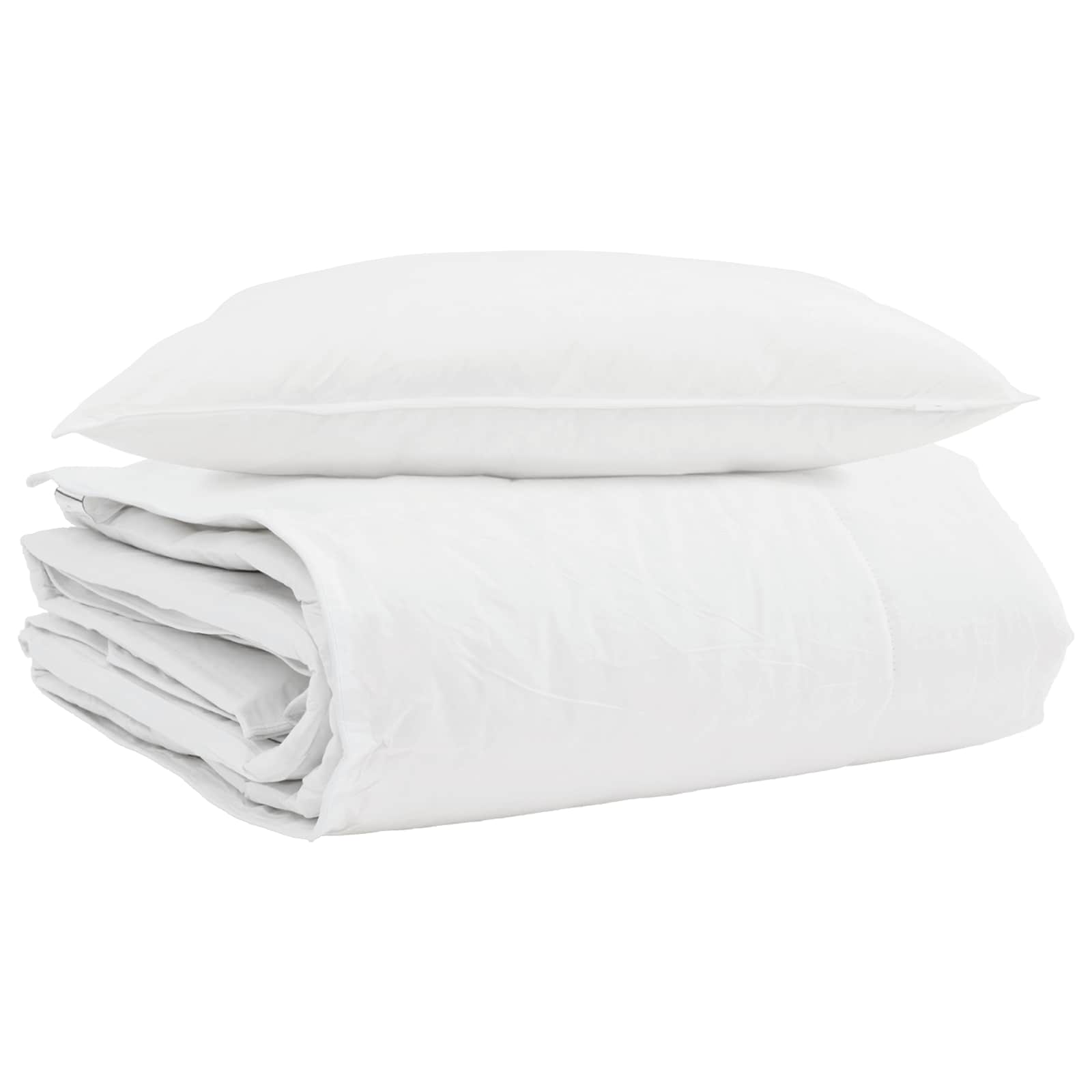 Winterbettdecke mit Kissen 2 pcs Weiß Daunenfeder
