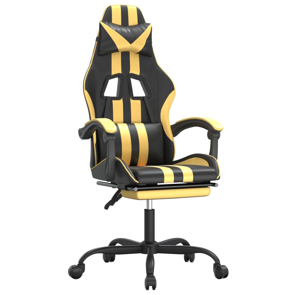 Gaming-Stuhl Drehbar Schwarz und Blau Kunstleder
