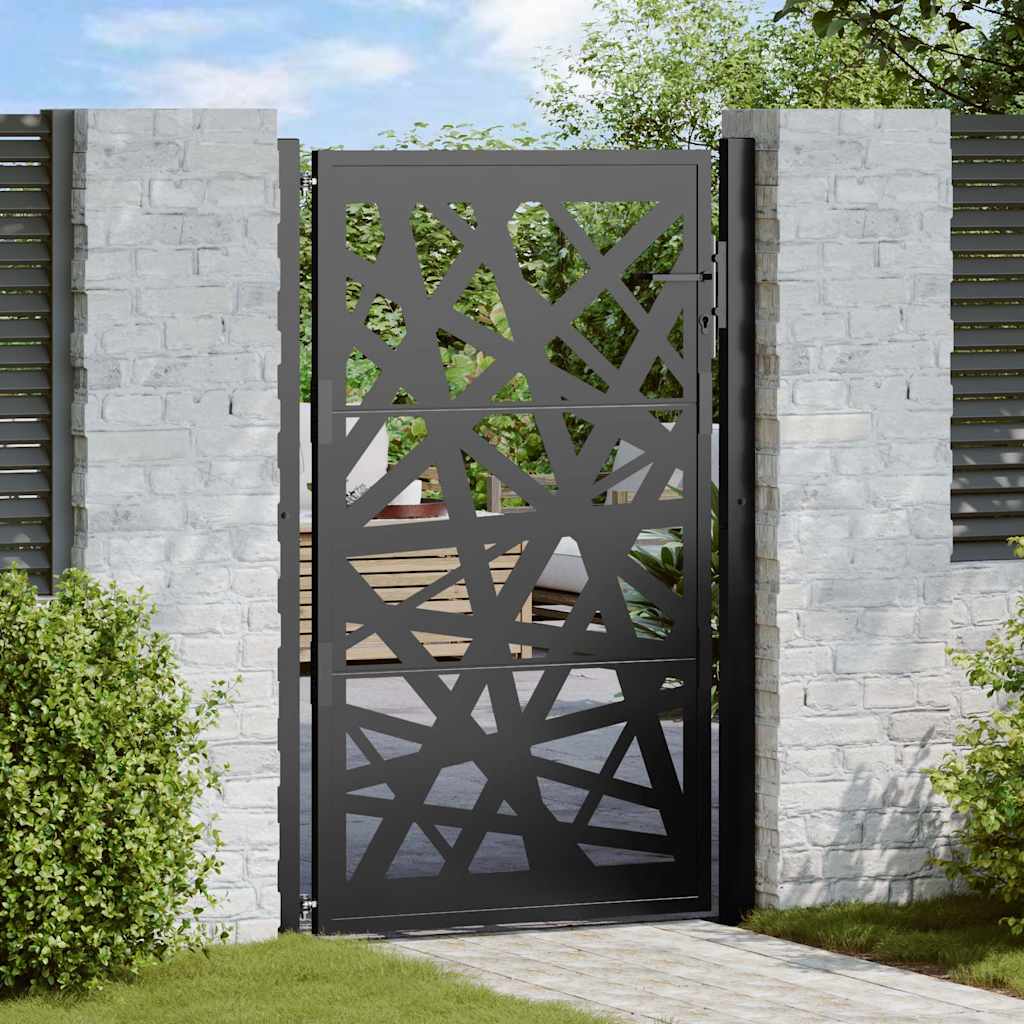 Gartentor Schwarz 100x100 cm Stahl Lichtdesign