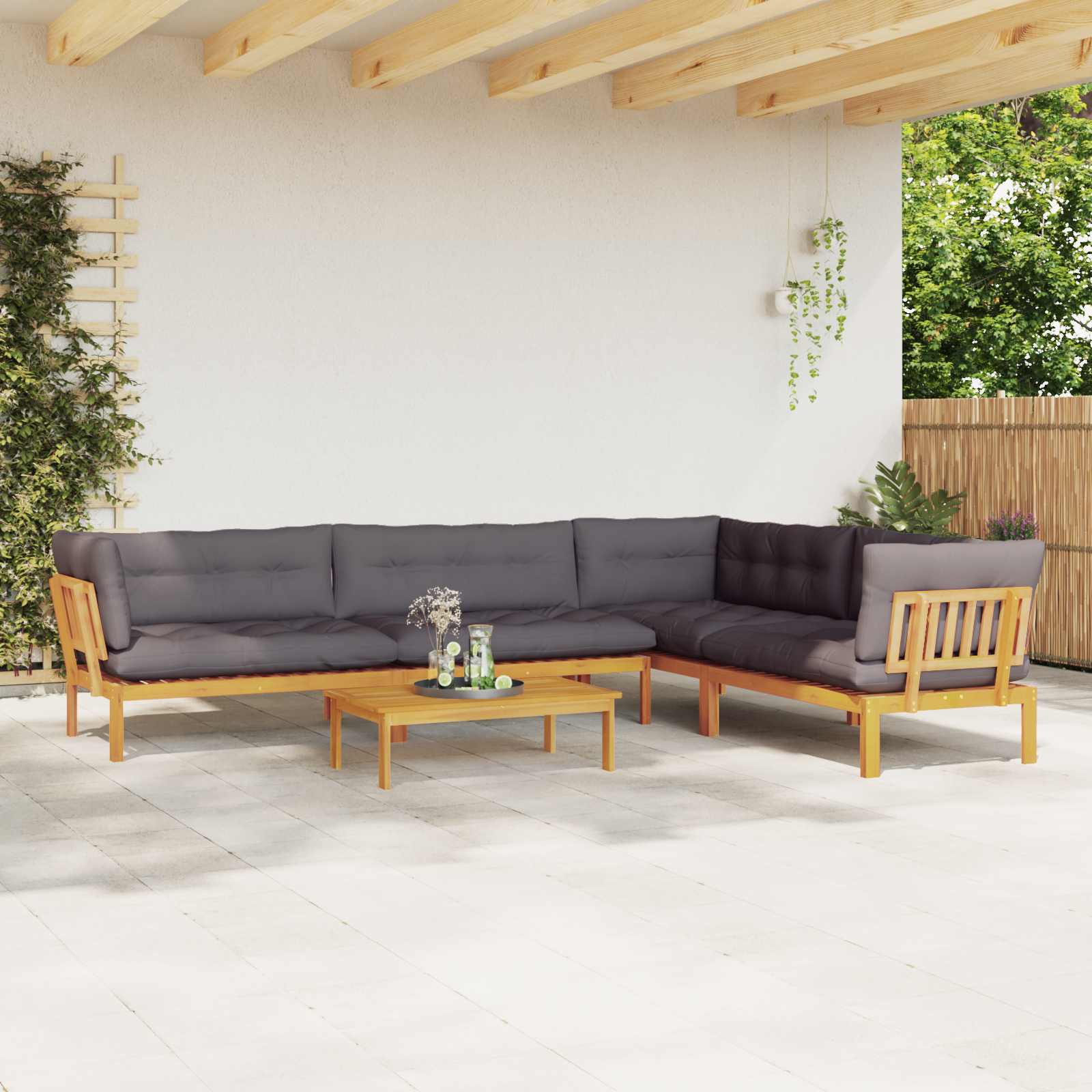 3-tlg. Garten-Sofagarnitur aus Paletten Massivholz Akazie