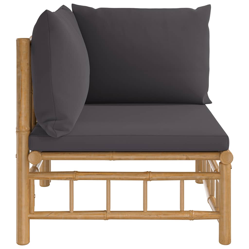 3-tlg. Garten-Lounge-Set mit Kissen Creme Bambus
