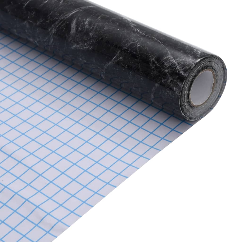 Möbelfolien Selbstklebend Marmor-Optik Schwarz 90x500 cm PVC