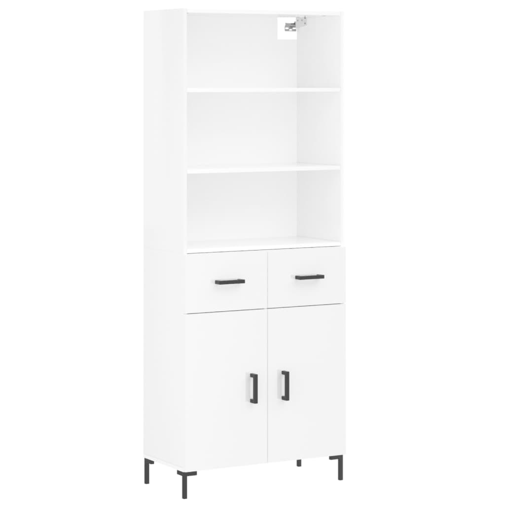 Highboard Hochglanz-Weiß 69,5x34x180 cm Holzwerkstoff