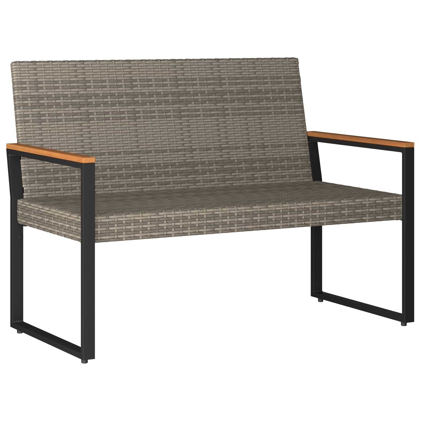 Bank Outdoor mit Kissen Schwarz 107 x 61 x 80 cm Poly-Rattan