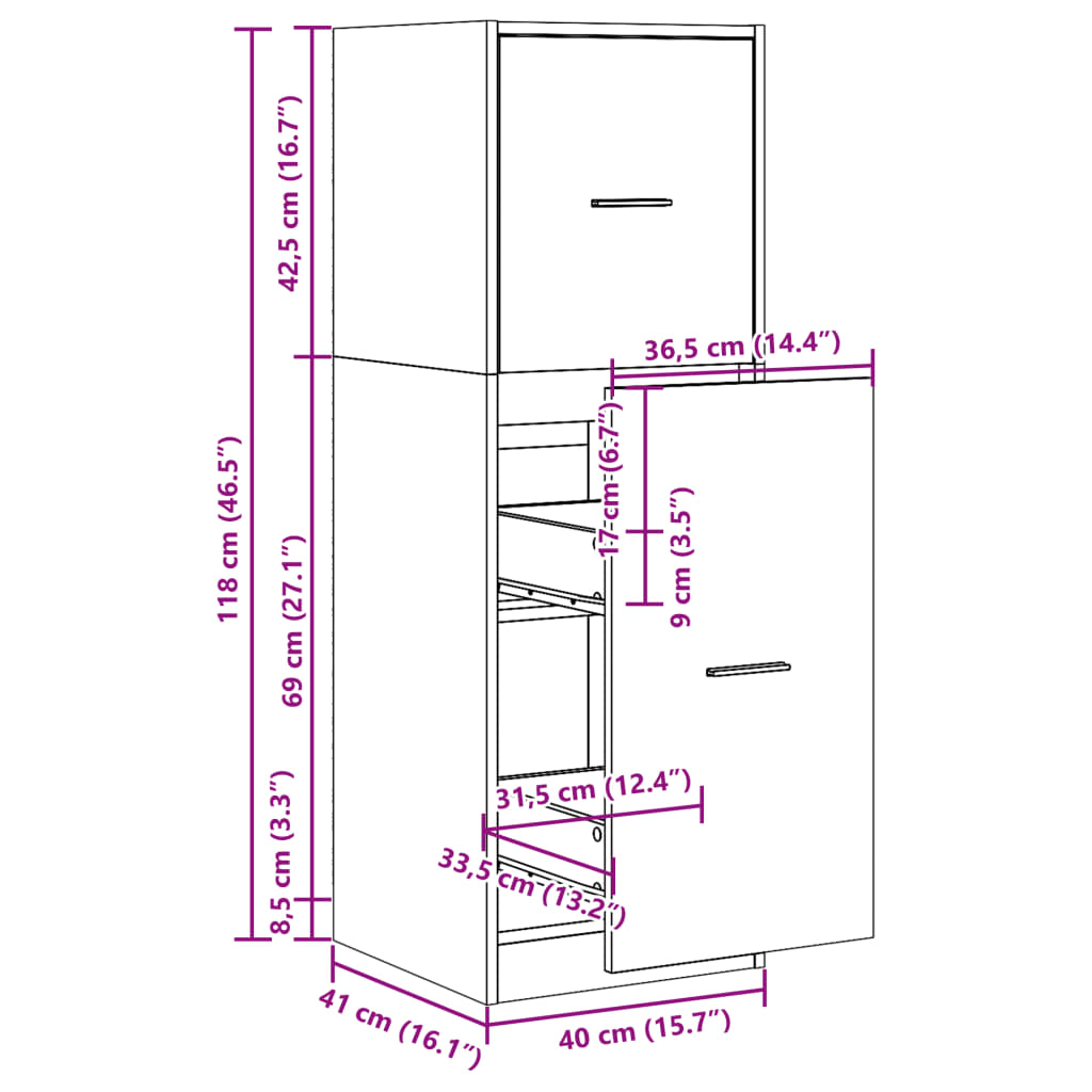Apothekerschrank Weiß 30 x 41 x 174,5 cm Holzwerkstoff