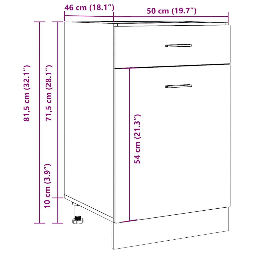 Unterschrank Lyon Weiß 60x46x81,5 cm Holzwerkstoff