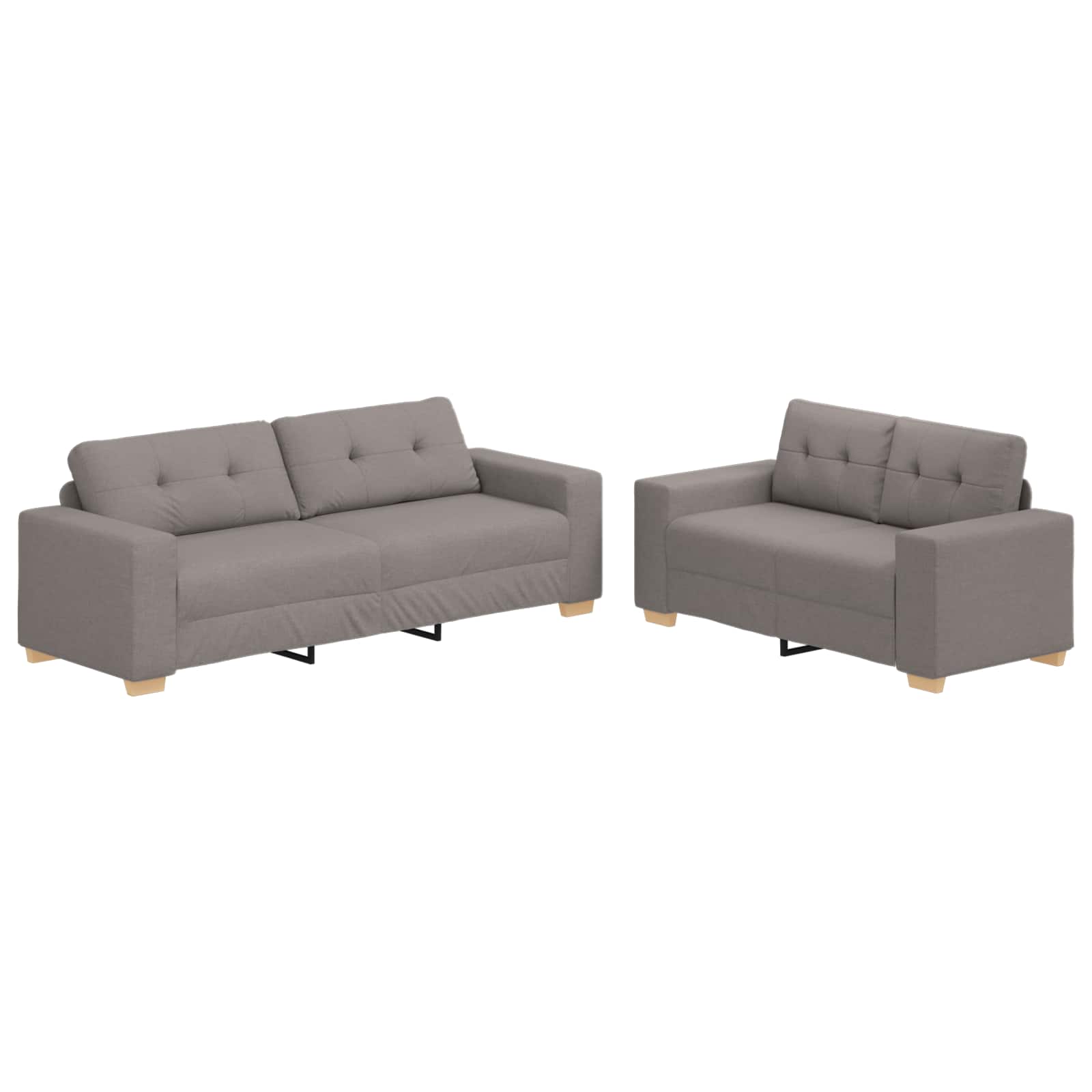 2-teiliges Sofa-Set mit Kissen, hellgrauer Stoff