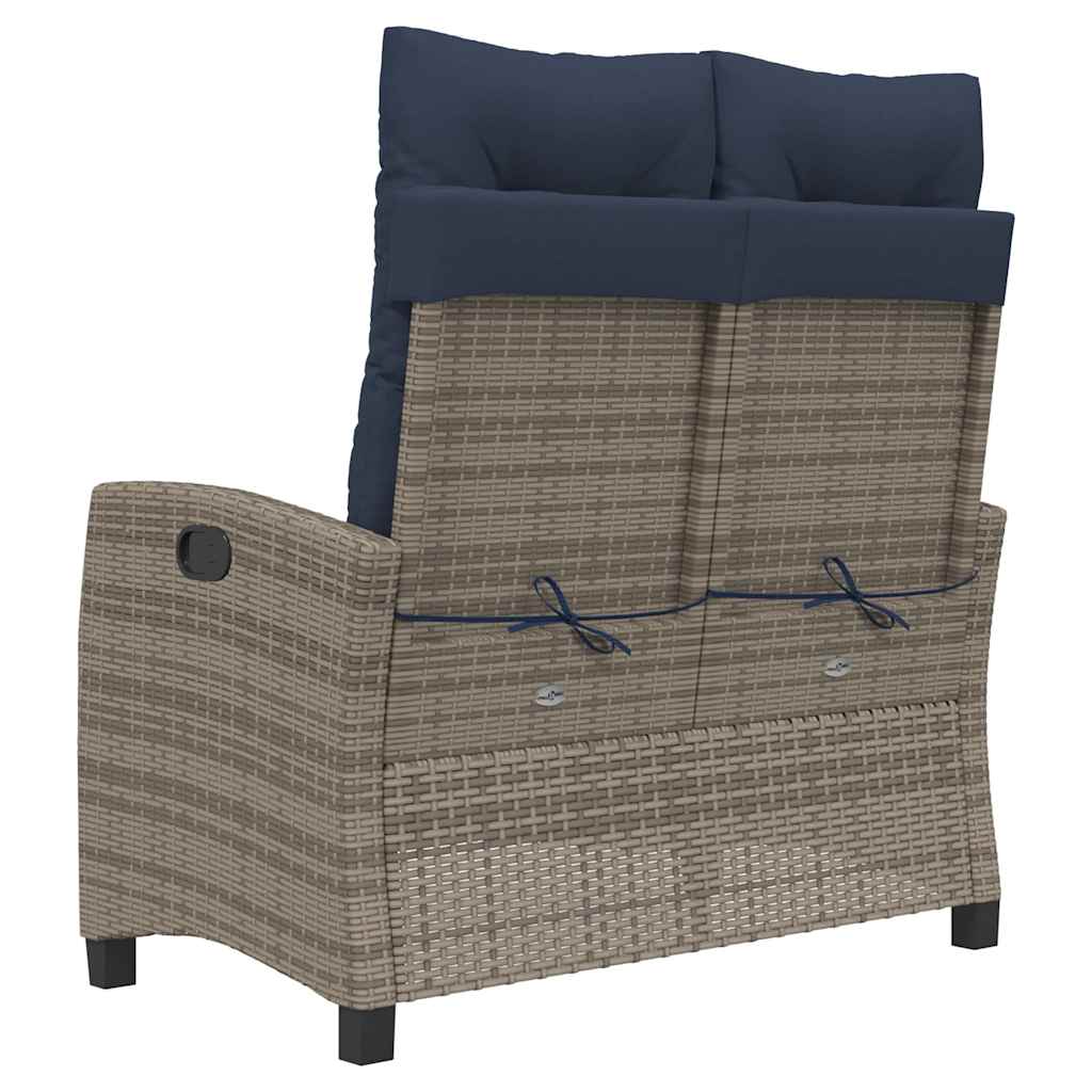 Gartenbank Verstellbar mit Kissen Braun Poly Rattan