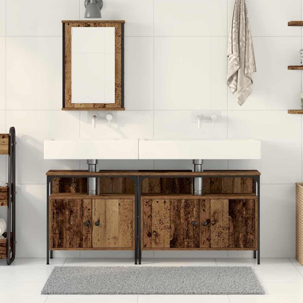 3-tlg. Badmöbel-Set Räuchereiche Holzwerkstoff