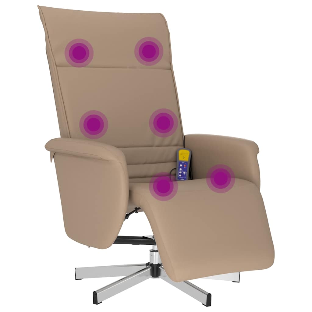 Massagesessel mit Fußteil Creme Kunstleder