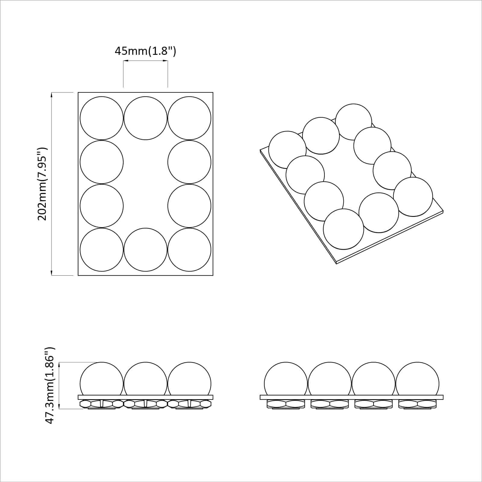 Spiegelleuchten Weiß 4,5 x 4,5 x 4,7 cm Kunststoff