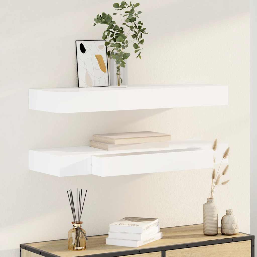 Wandregal mit Schublade MDF Weiß