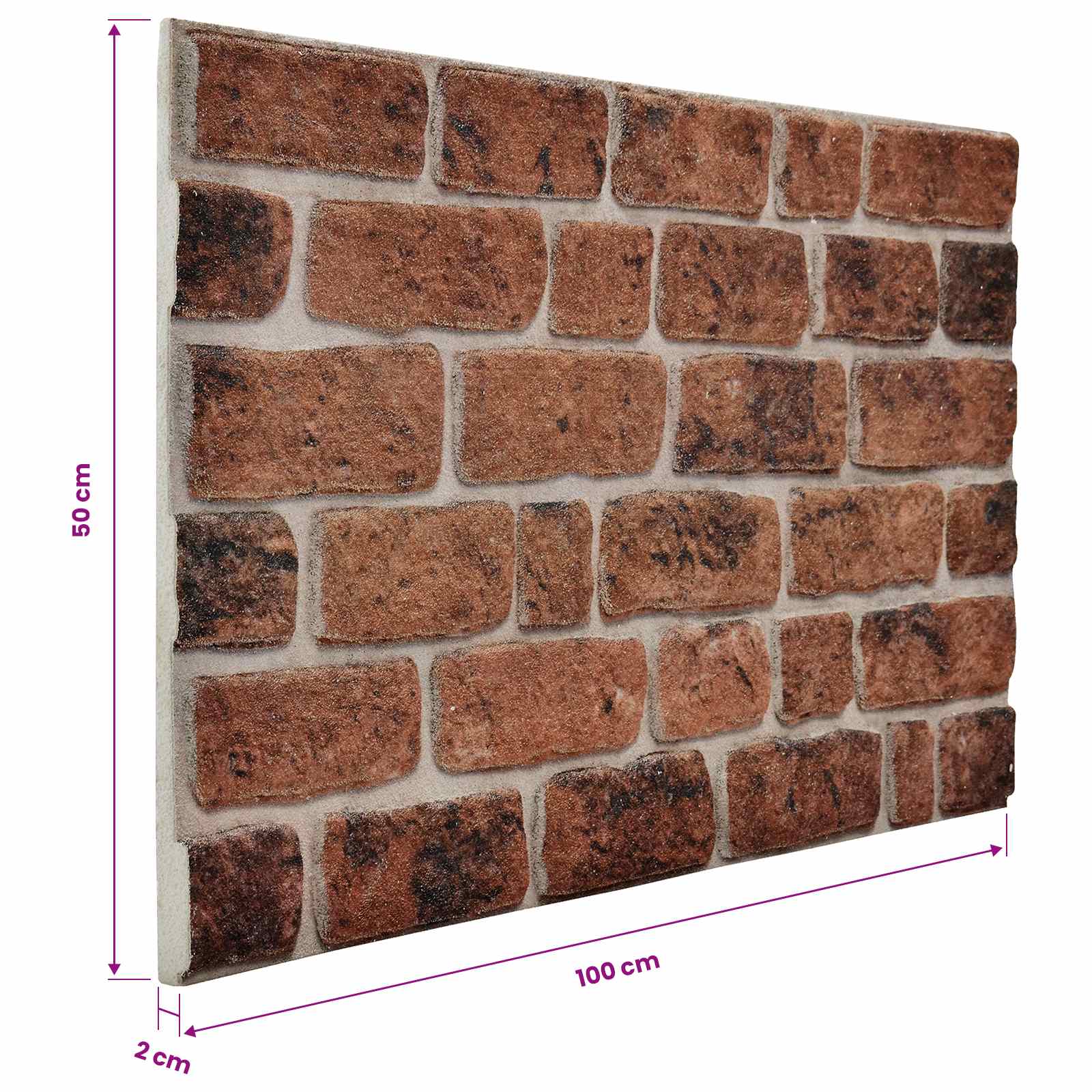 Wandpaneele 10 pcs Ziegel 100 x 50 cm EPS-Schaum