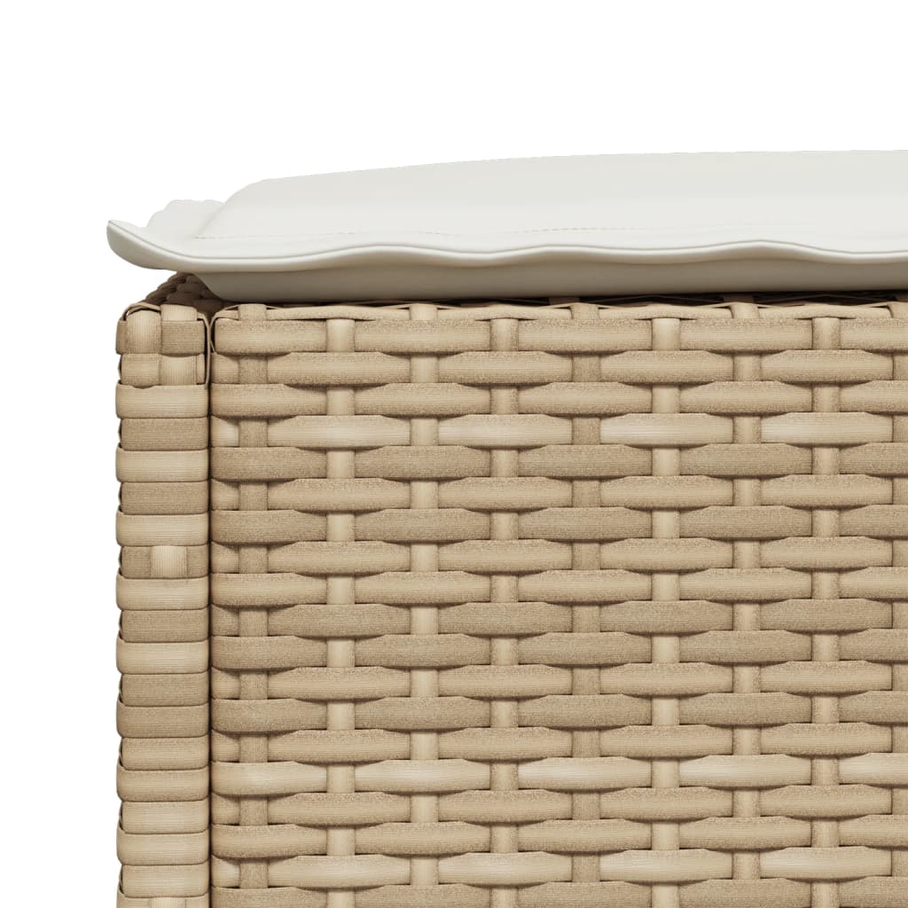 Gartenhocker mit Kissen Schwarz 63,5x56x32 cm Poly Rattan