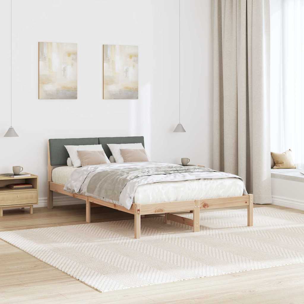 Bettgestell Braun und hellgrau 200 x 200 cm Massivholz Kiefer
