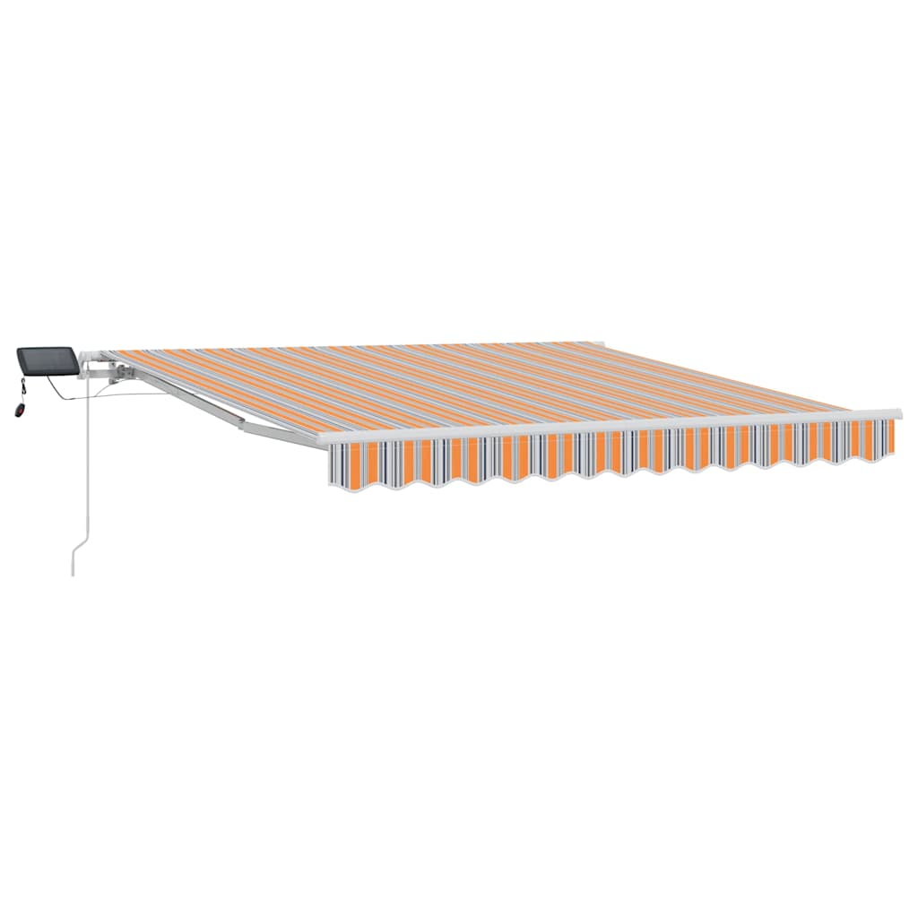 Markise Manuell Einziehbar mit LED 300x250 cm Blau und Weiß