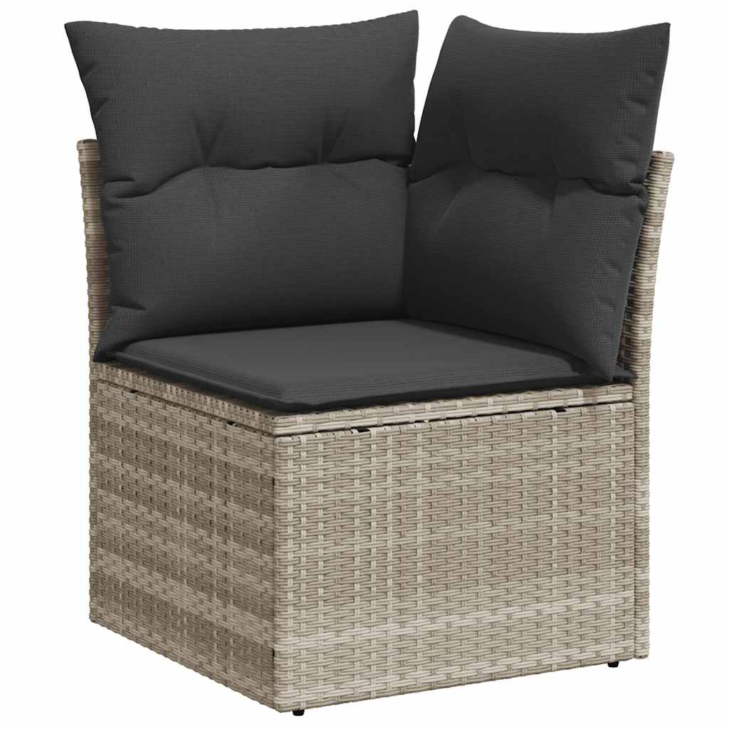 10-tlg. Garten-Sofagarnitur mit Kissen Schwarz Poly Rattan
