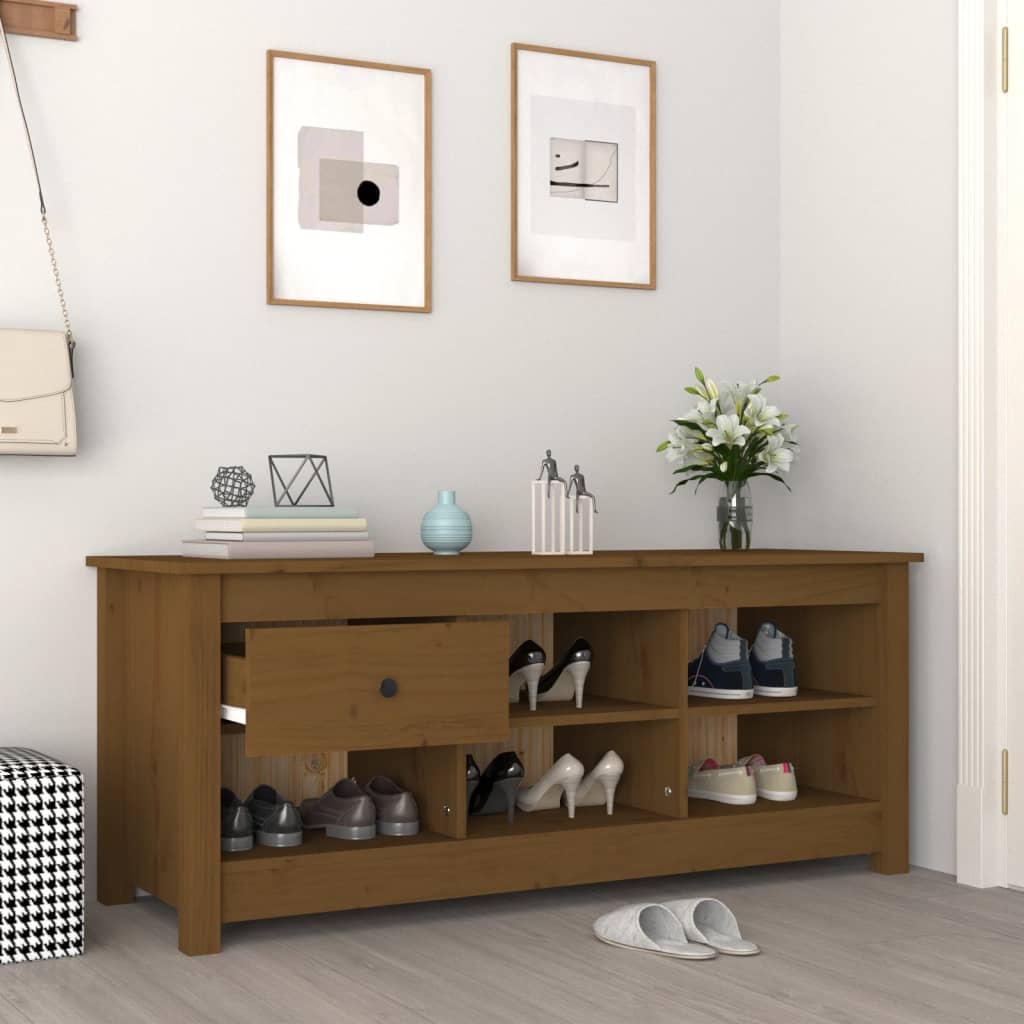 Schuhschrank 110x38x45,5 cm Massivholz Kiefer