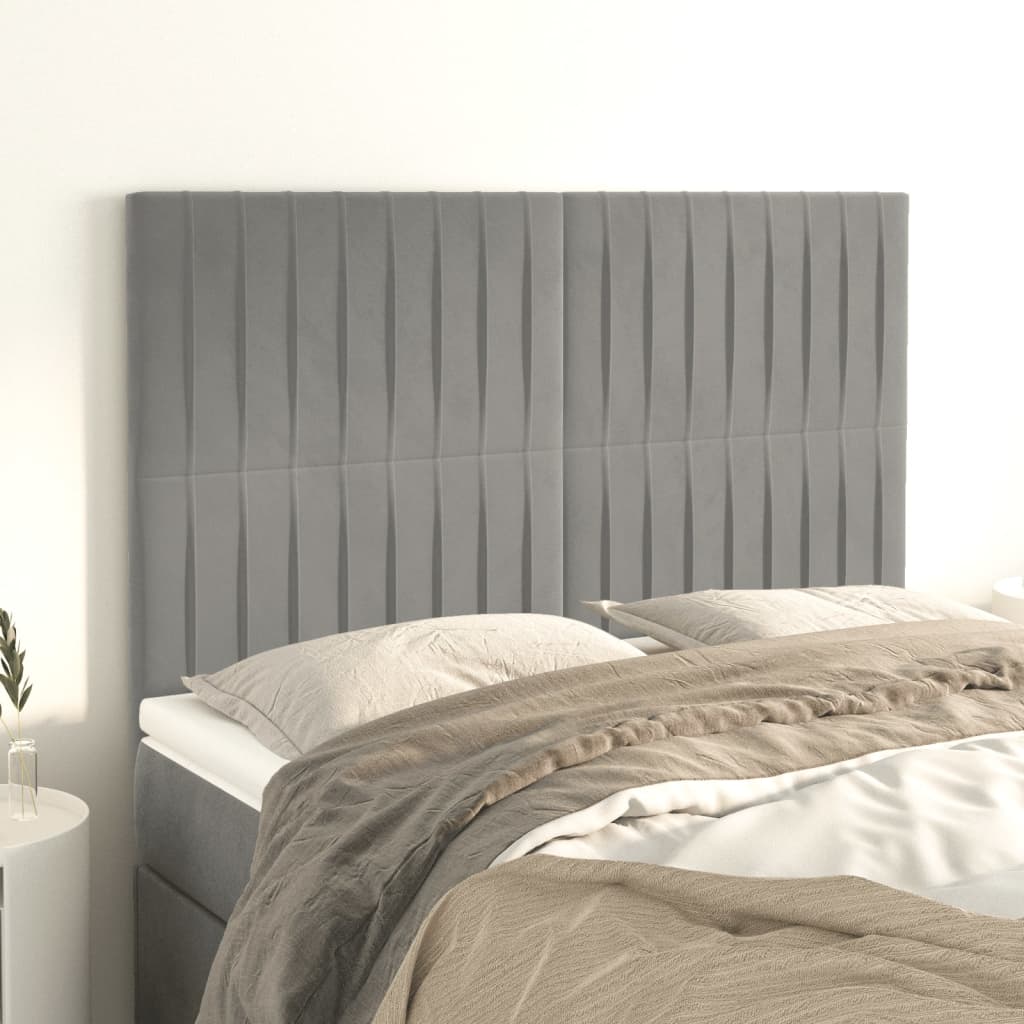 Kopfteil Hellgrau 80x5x118/128 cm Samt