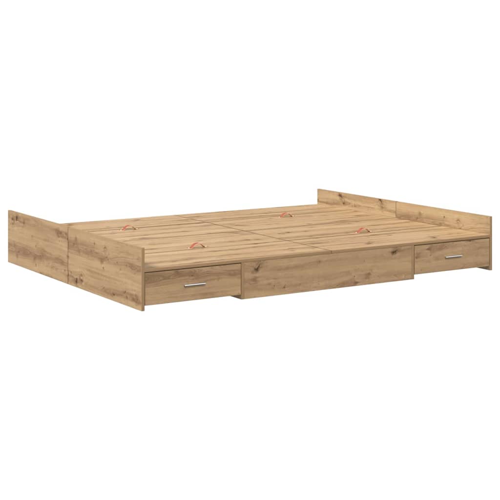 Aufbewahrungsbettgestell Weiß 200 x 200 cm Holzwerkstoff
