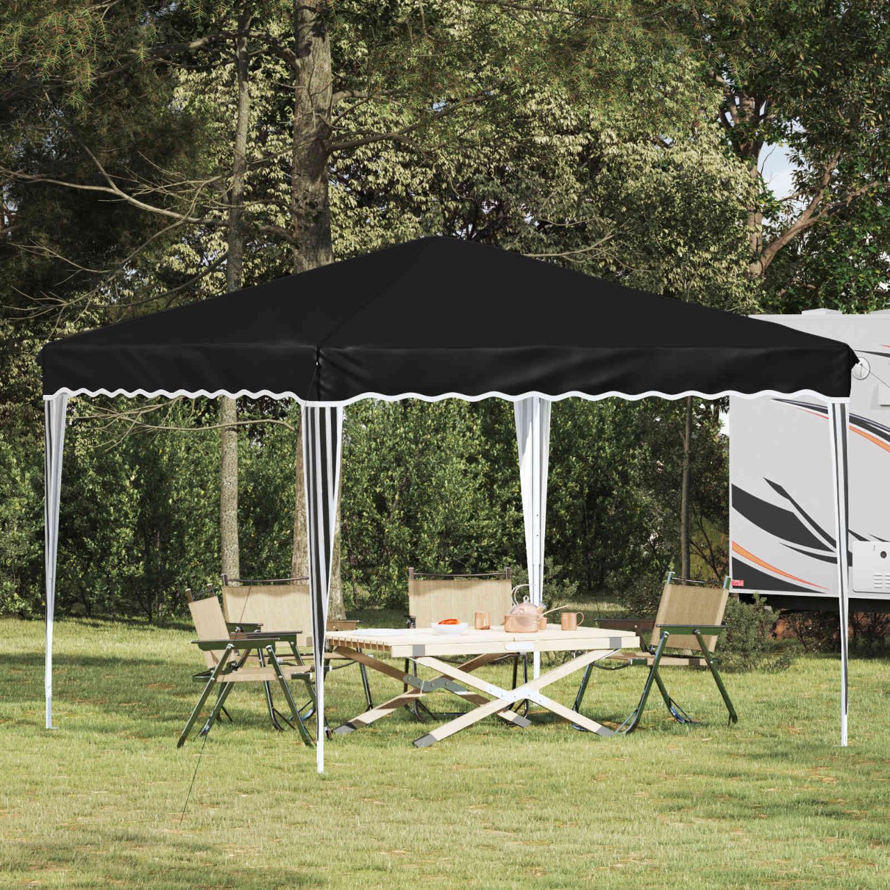 Pop-up Partyzelt 288 x 288 x 245 cm Creme Oxford-Stoff