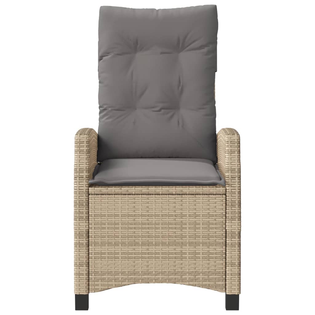 Gartensessel Verstellbar mit Kissen Schwarz Poly Rattan