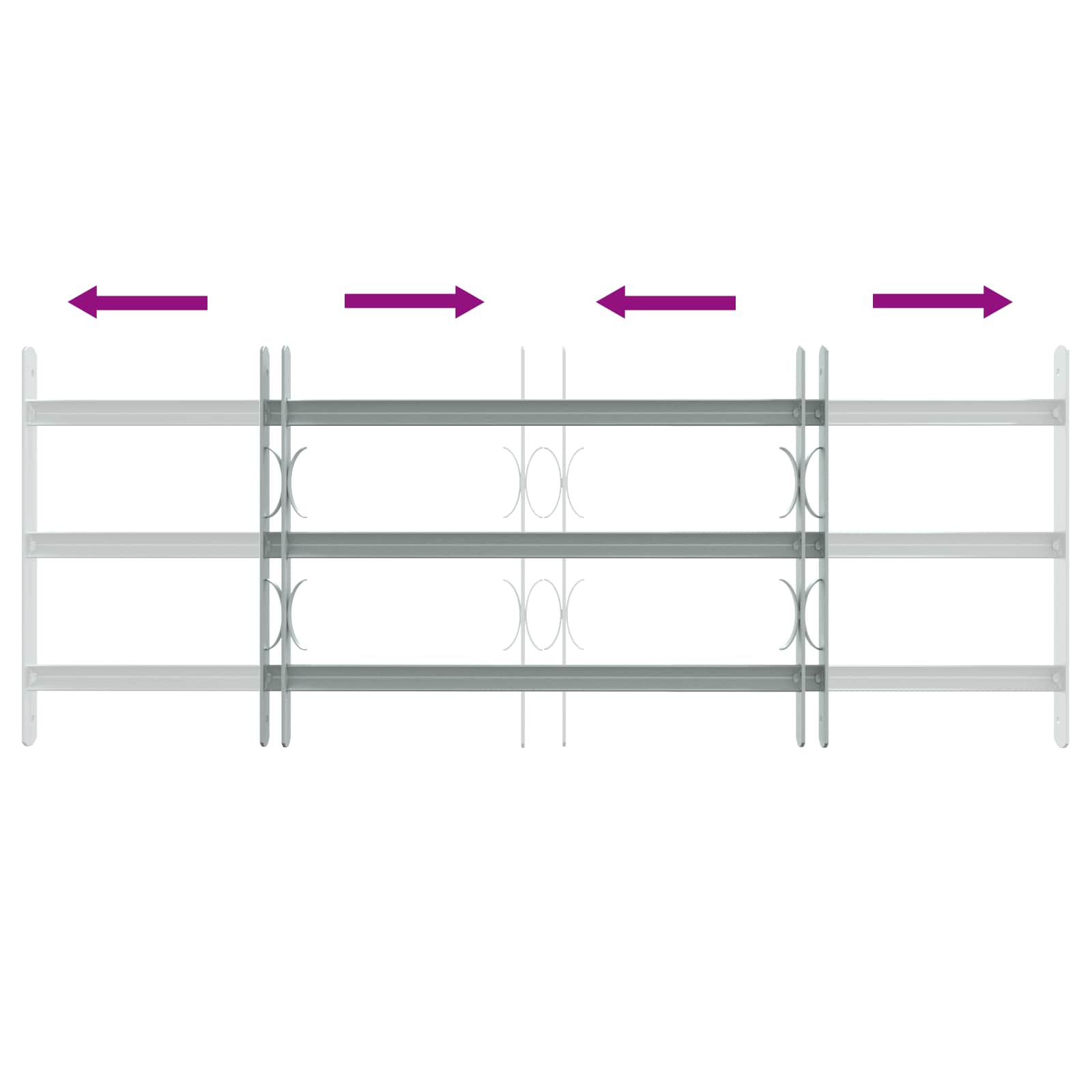 Fenstergitter Verstellbar mit 3 Querstäben 500-650 mm