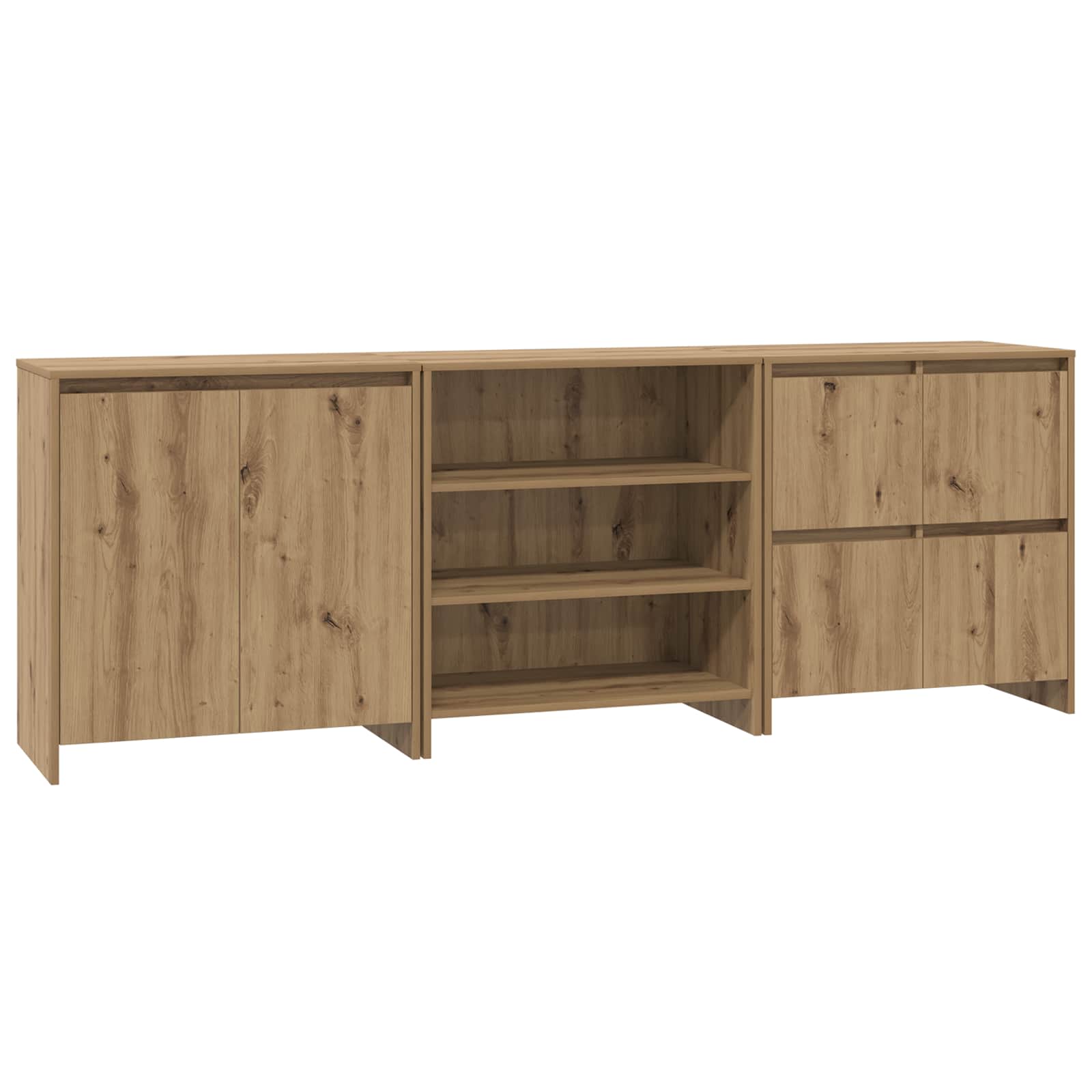 3-tlg. Sideboard Weiß Holzwerkstoff