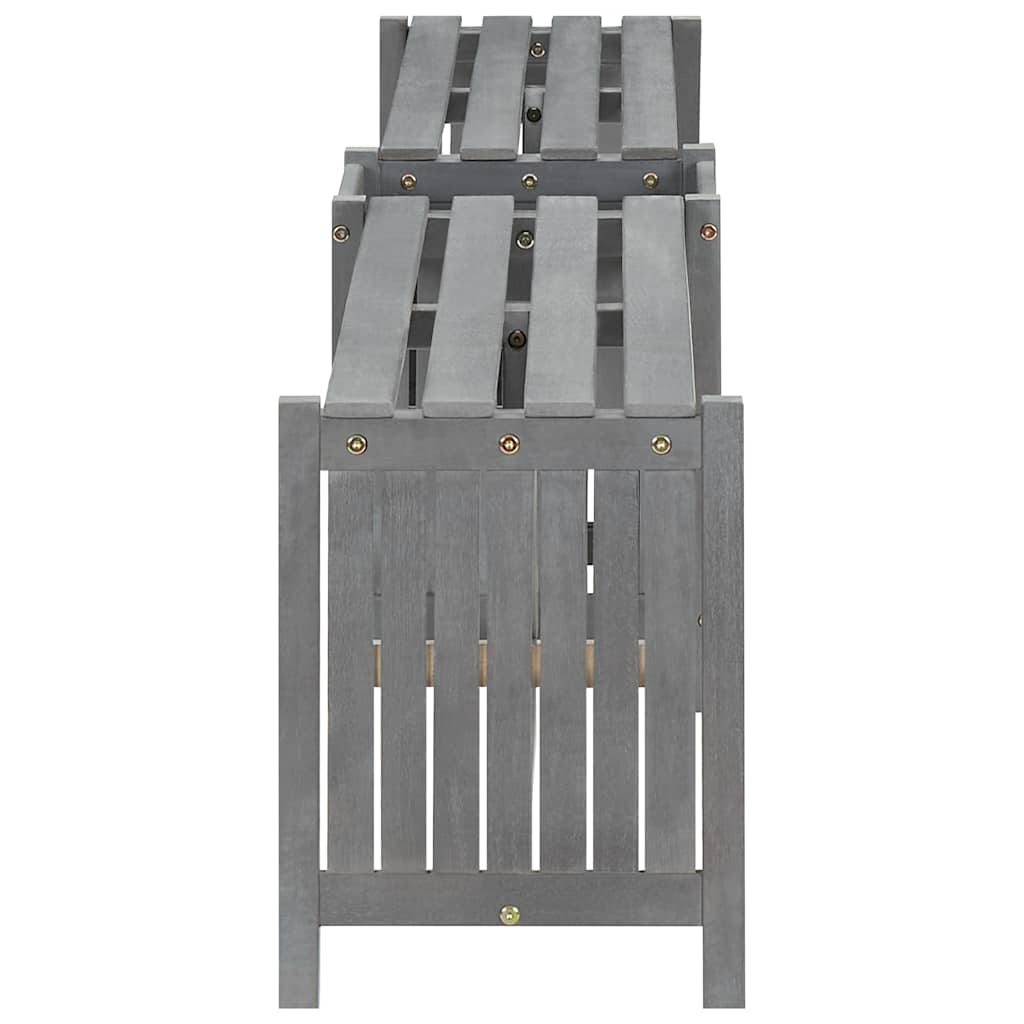 Gartenbank mit 2 Pflanzkübeln 150 cm Massivholz Akazie Grau
