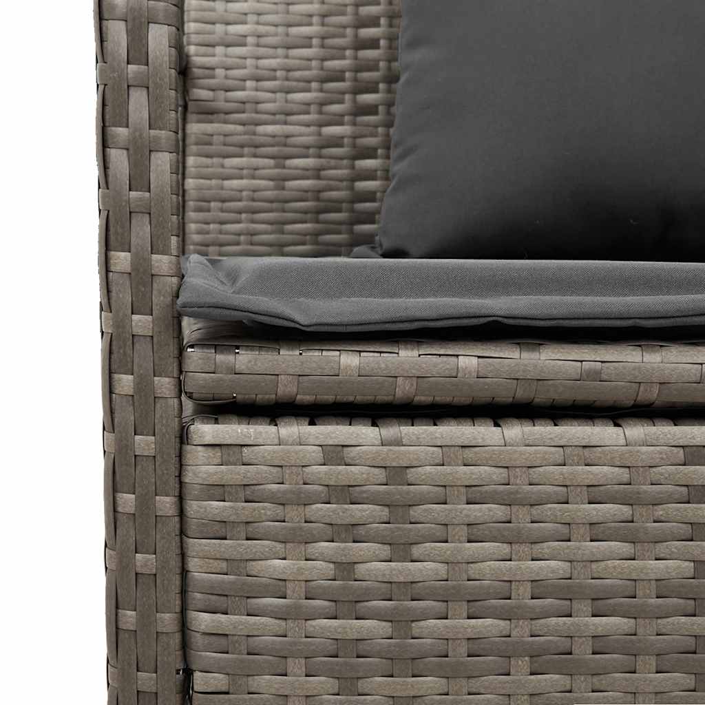 Gartenbank mit Stauraum und Kissen Schwarz Poly Rattan