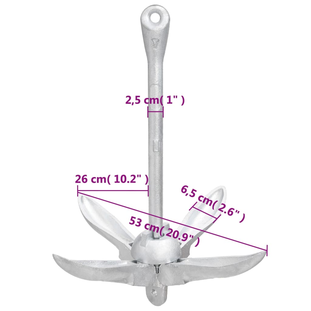 Klappanker Silber 0,7 kg Feuerverzinktes Gusseisen