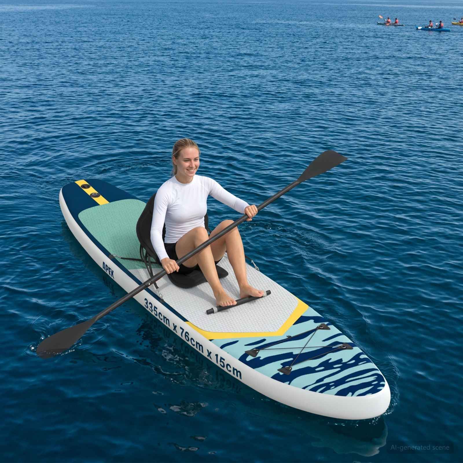 SUP Board mit Sitz 2-in-1 POSEIDON 305 x 76 x 15 cm Grün für