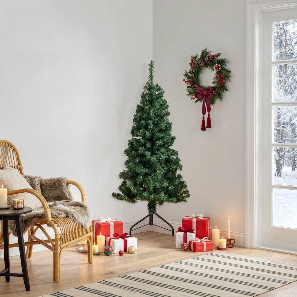 Künstlicher Eck-Weihnachtsbaum Grün 120 cm PVC