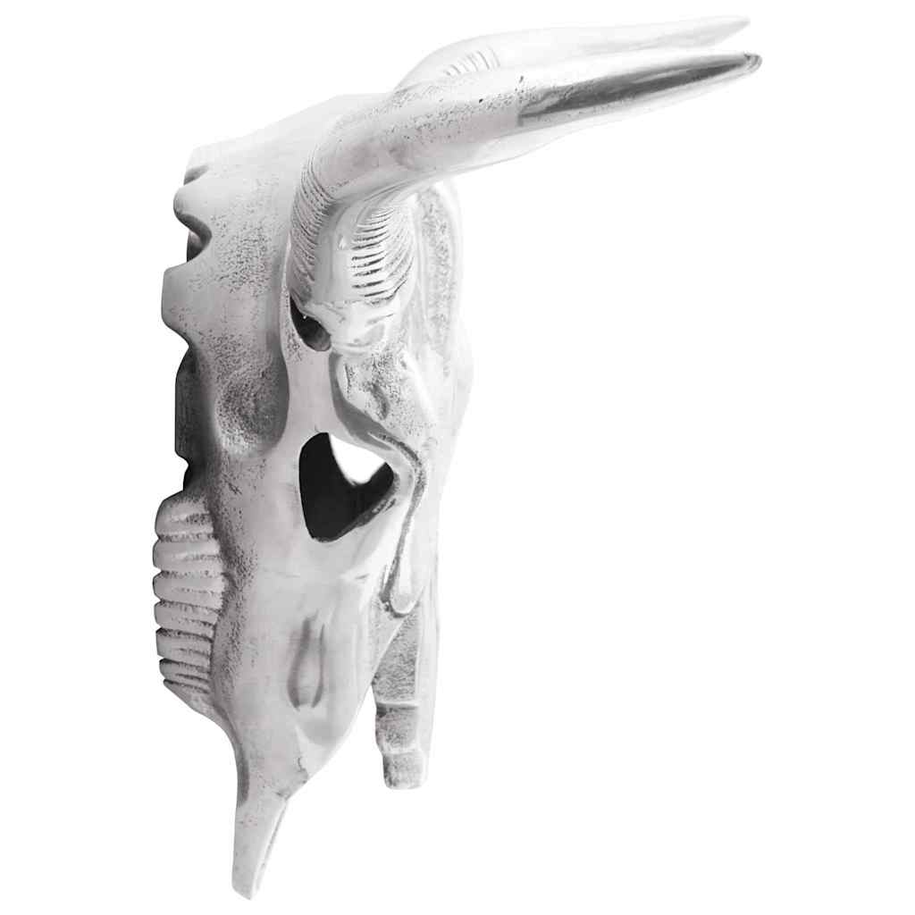 Bullen Schädel Silber 49 x 10 x 36 cm Aluminium