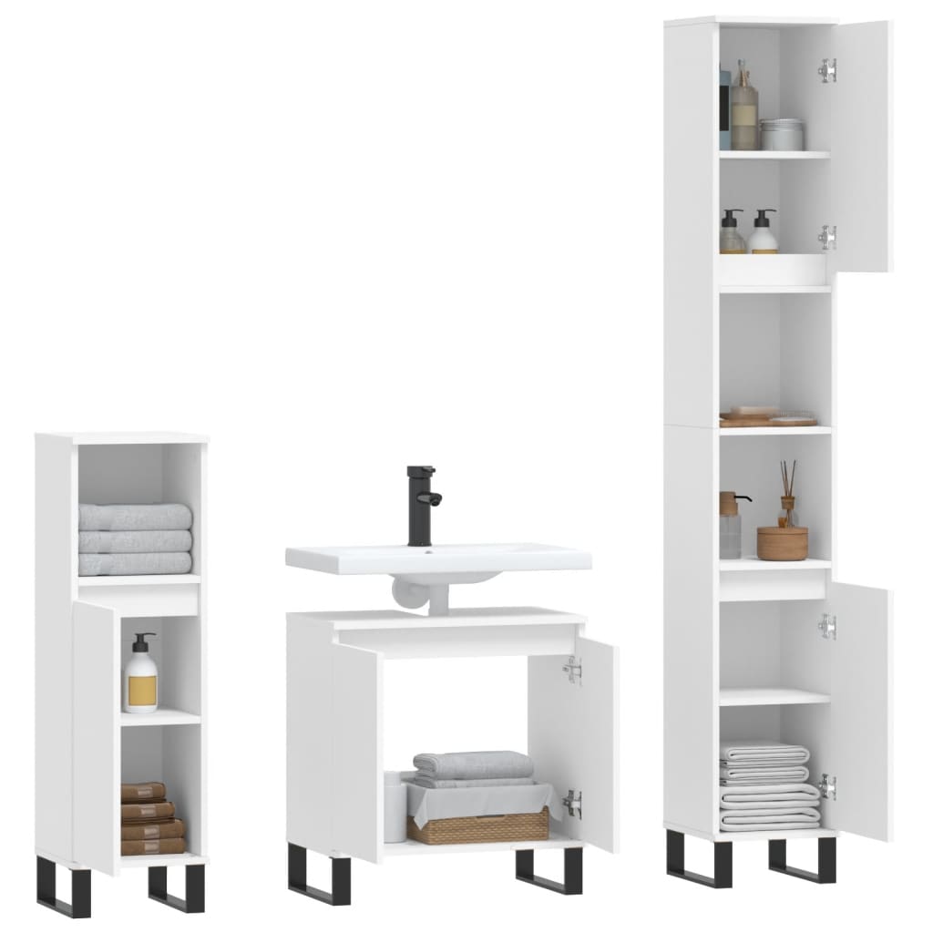 3-tlg. Badmöbel-Set Räuchereiche Holzwerkstoff