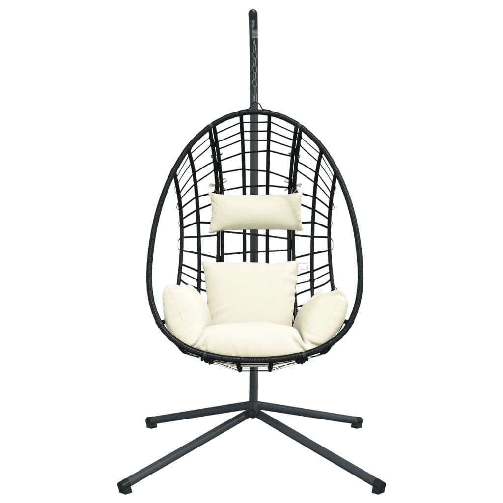 Hängesessel Ei-Design mit Ständer Anthrazit Rattan und Stahl