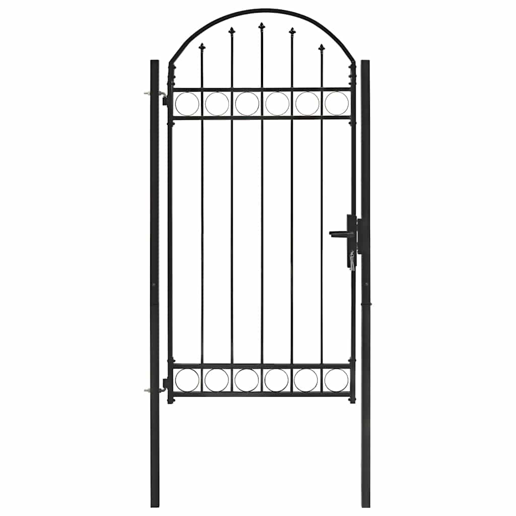 Gartentor ASSEN mit Bogenabschluss Stahl 102 x 125 cm Schwarz