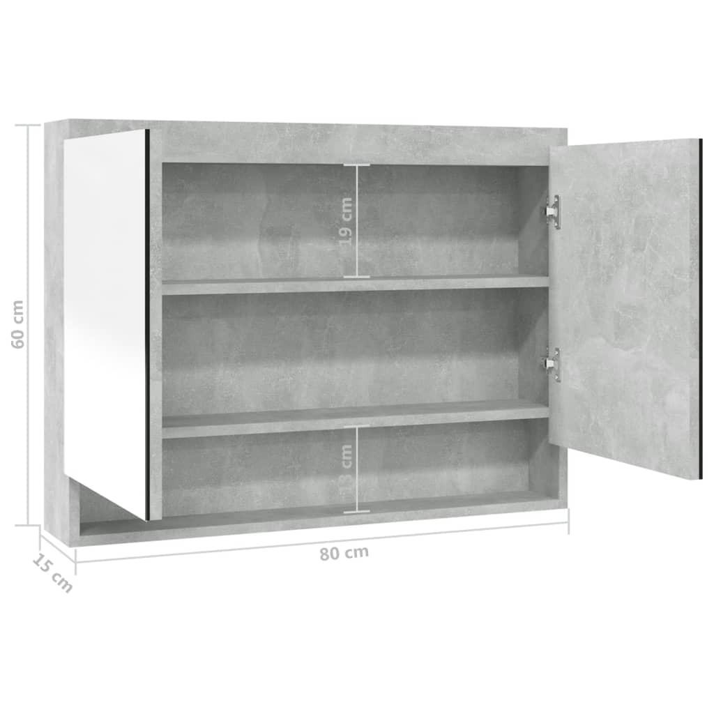 Spiegelschrank fürs Bad 80x15x60 cm Glänzend Schwarz