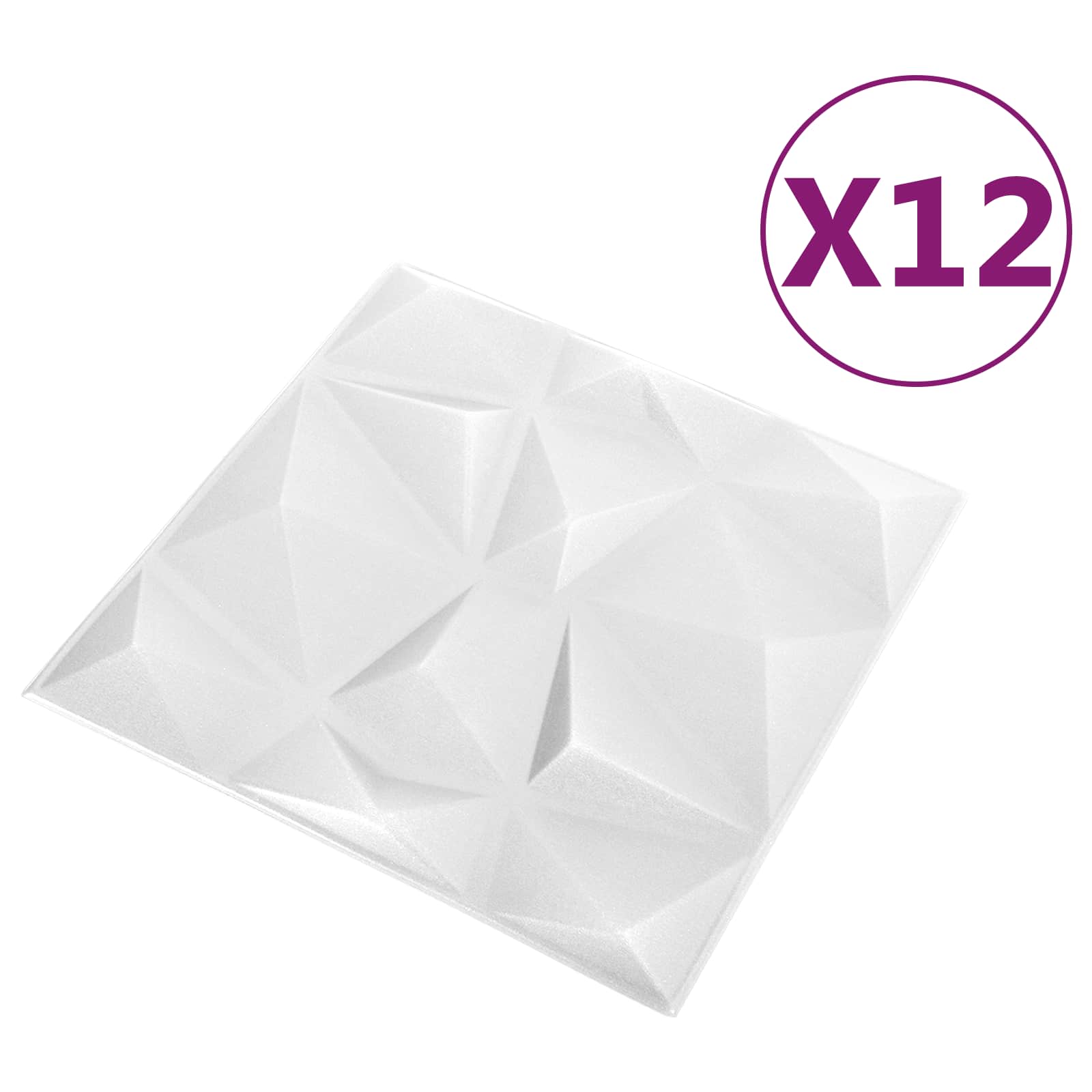 Wandpaneele 12 pcs Diamant Weiß 50 x 50 cm XPS Schaum