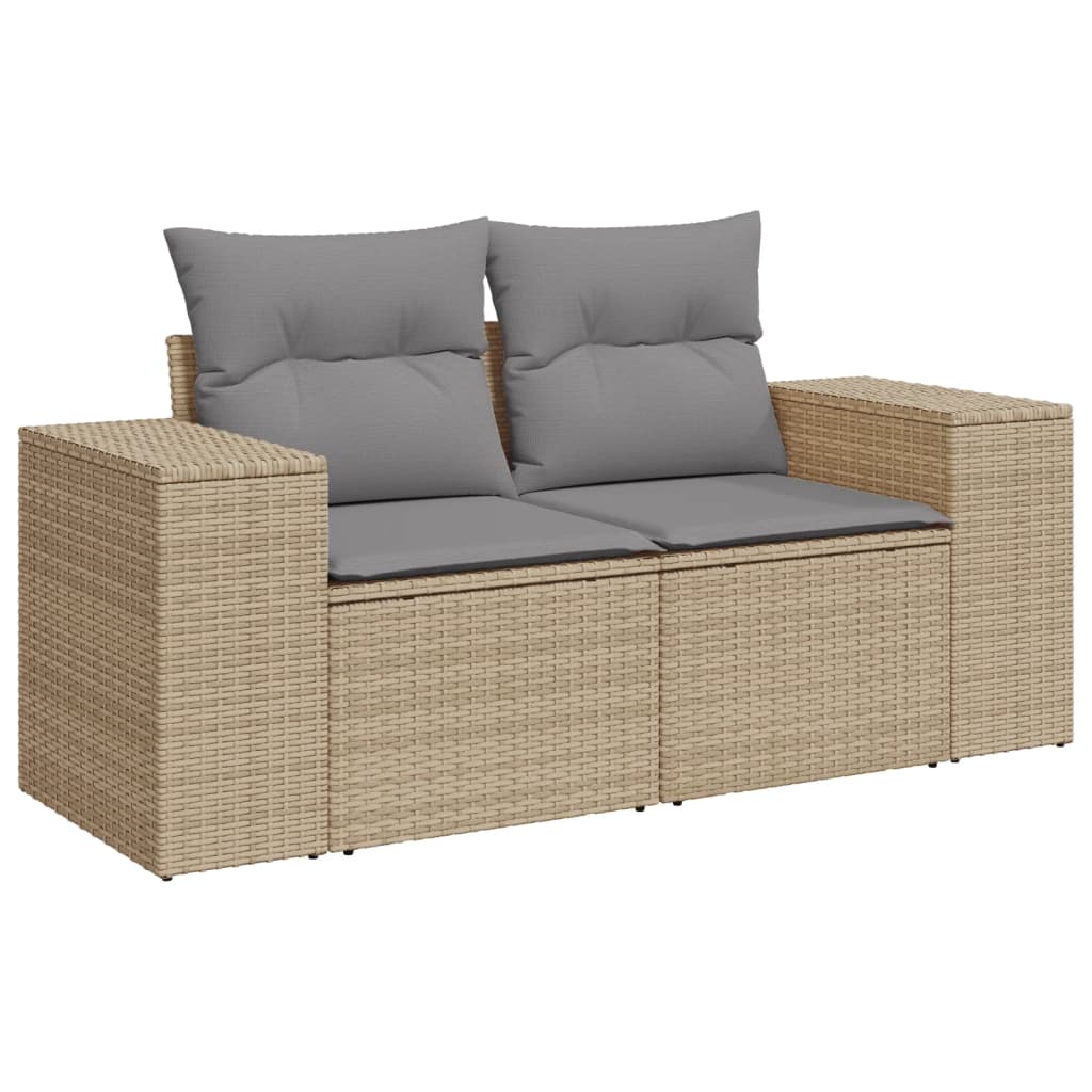 5-tlg. Garten-Sofagarnitur mit Kissen Schwarz Poly Rattan