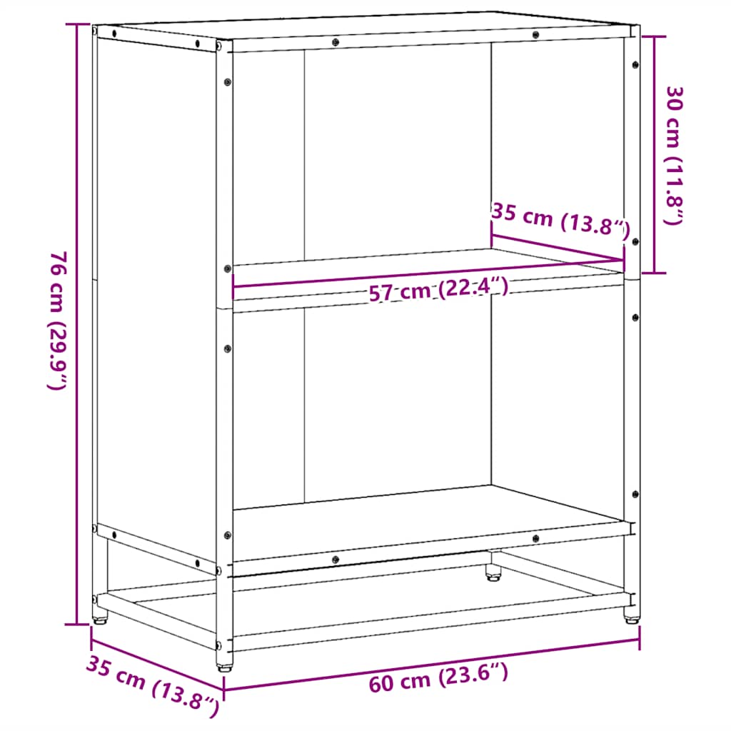 Bücherregal Schwarz 60x35x139 cm Holzwerkstoff