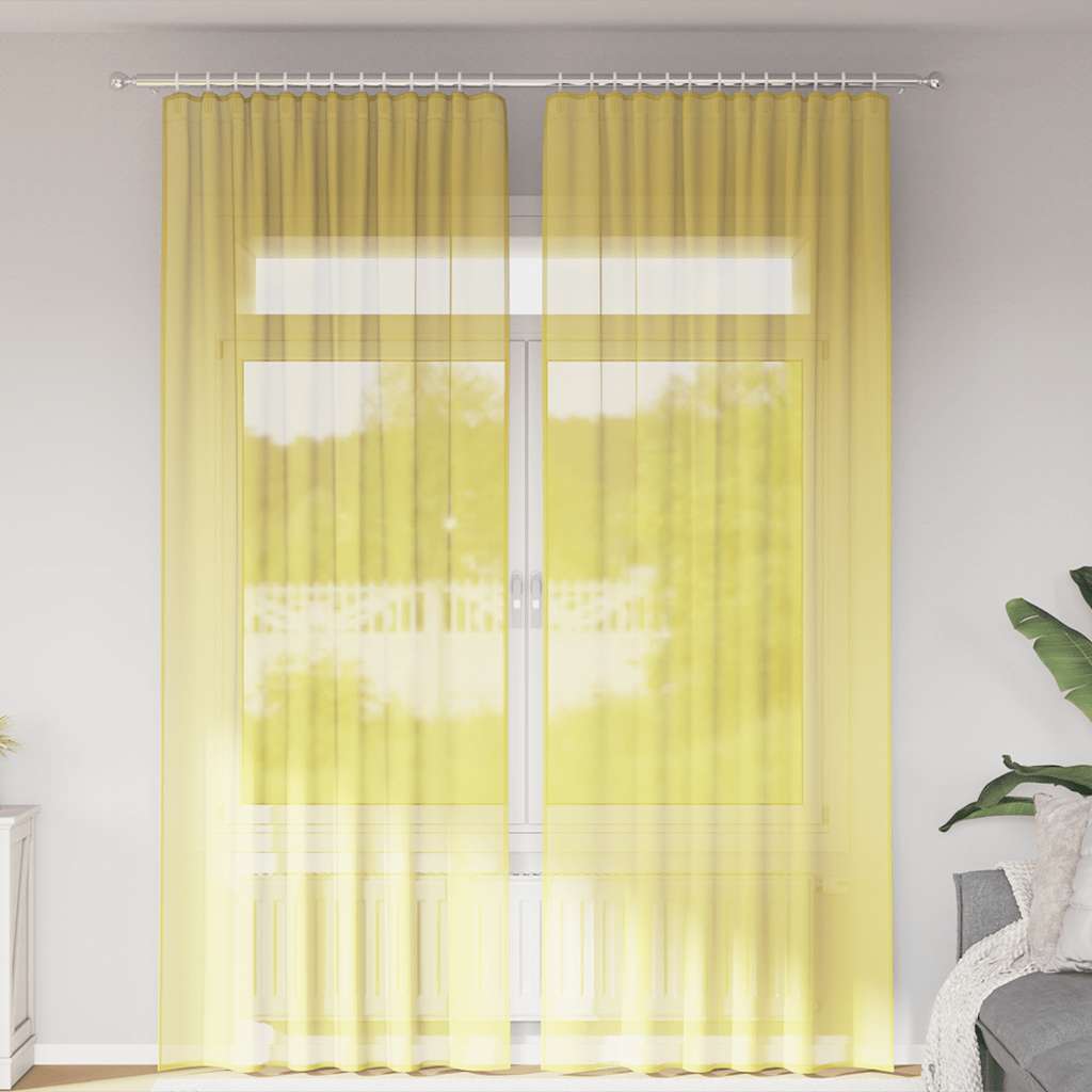 Voile Vorhänge mit Ösen 2 Stk. Apfelgrün 140x140 cm