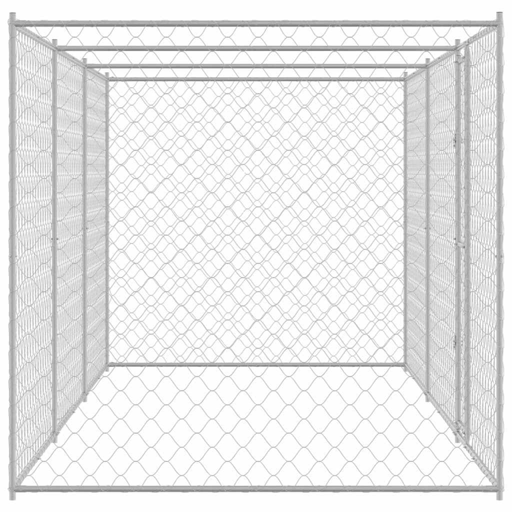 Hundezwinger mit Tür Grau 2x2x1,5 m Verzinkter Stahl
