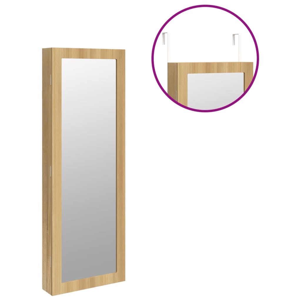 Schmuckschrank mit Spiegel Wandmontage Weiß 37,5x10x106 cm
